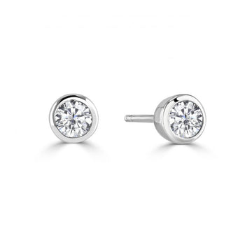 Sterling Silver Bezel CZ Stud 5mm