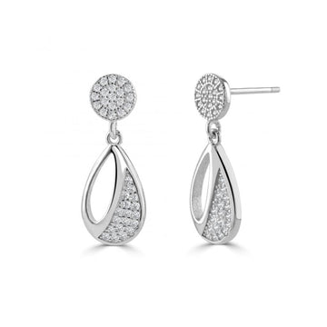 Sterling Silver Cz Teardrop Shape Drop Earrings