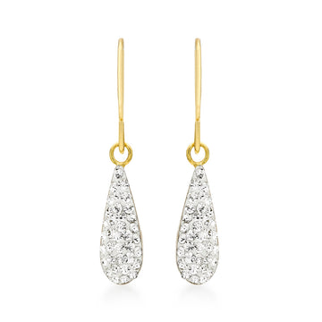 9ct Gold Crystal Teardrop Earrings