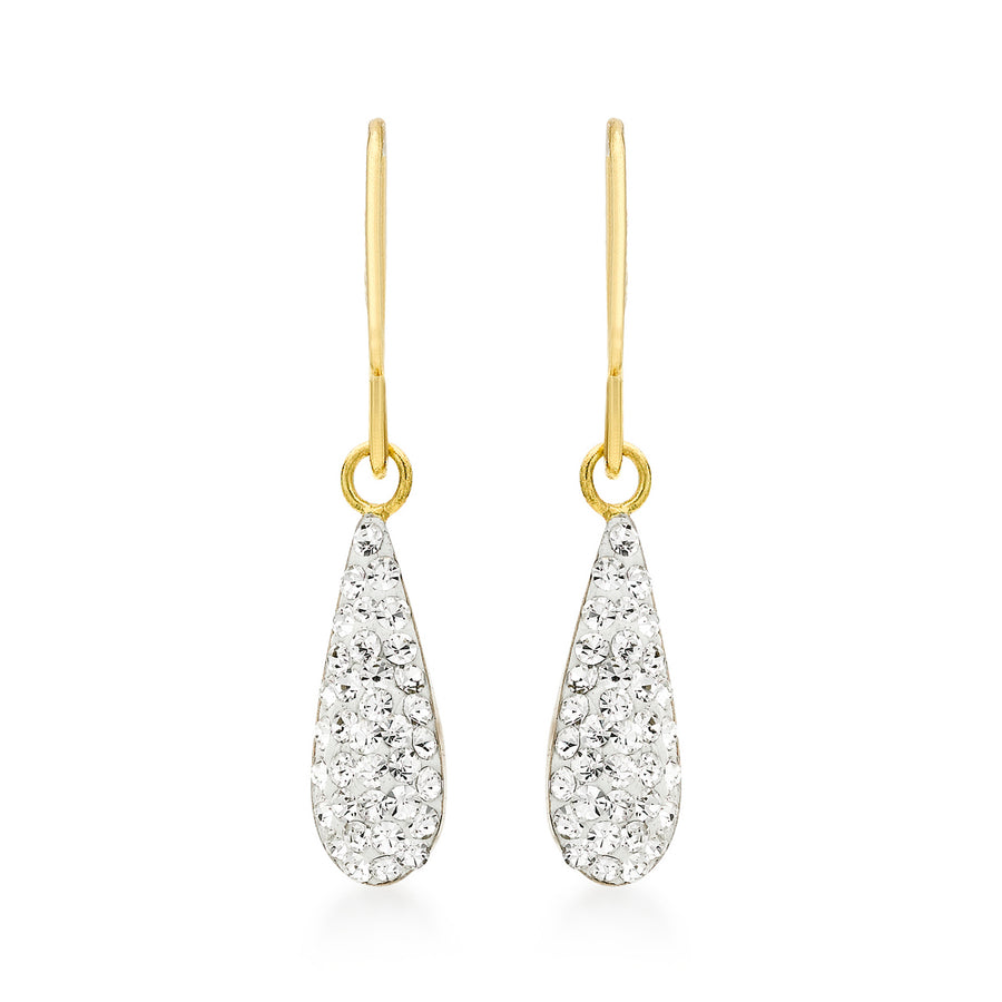 9ct Gold Crystal Teardrop Earrings