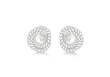 Silver Pearl Knot Earrings