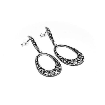 Marcasite Oval Drop Earrings