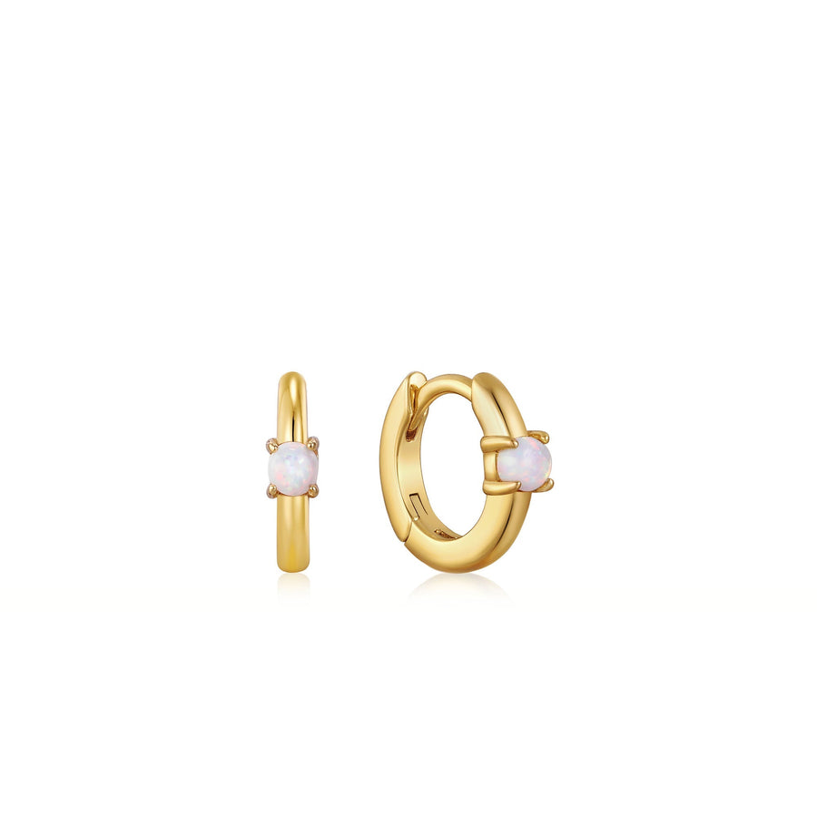 Ania Haie - Gold Kyoto Opal Cabochon Huggie Hoop Earrings