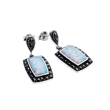 Marcasite Opal Drop Earrings