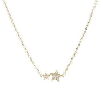 Mary-K - Gold Pave 2 Star Necklace