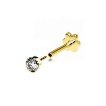 9ct Yellow Gold Cz Cartilage Earring