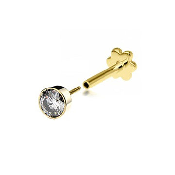 9ct Yellow Gold Cz Cartilage Earring