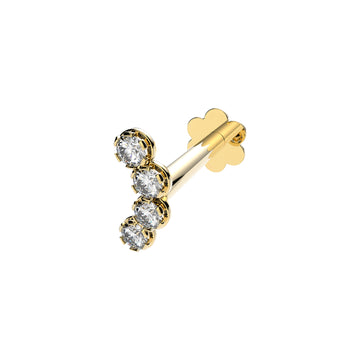 9ct Yellow Gold Curve Cz Cartilage Earring